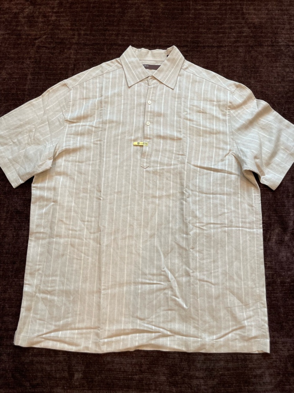 Perry Ellis Men's Short Sleeve Linen Popover Shirt. XL